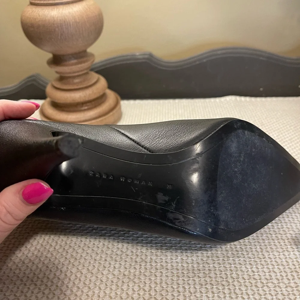 Zara Black Ankle Boots with Silver Accents - Picture 5 of 11